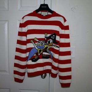 GUCCI HAND KNITTED RED WHITE STRIPED DONALD DUCK Sweater